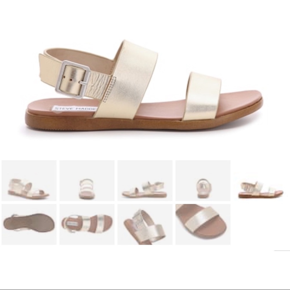 STEVE MADDEN DAJA SANDAL - leather slingback in Metallic Gold